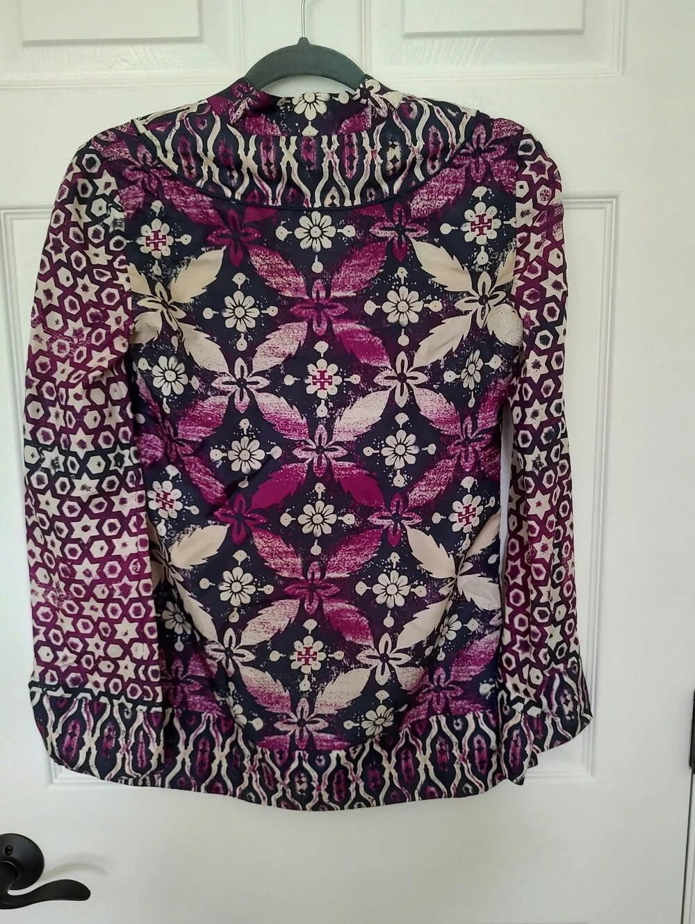 Tory Burch Silk V-Neck Ikat Tunic Top Size 2
